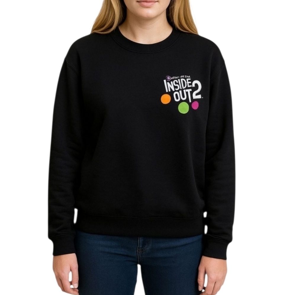 Disney Pixar Inside Out 2 Black Crewneck Sweatshirt NWT Large Graphic Pullover